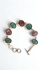 Rare Turquoise Blue & Deep Purple Sea Glass Bracelet