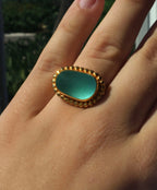 Turquoise Sea Glass in Gold Vermeil Ring