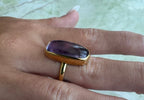 Amethyst rectangle gold vermeil ring – unique gemstone jewelry, handcrafted and luxurious