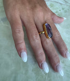 Amethyst rectangle gold vermeil ring – unique gemstone jewelry, handcrafted and luxurious