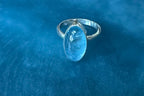 Aquamarine gemstone ring – fine and sterling silver, size 6.5, artisan jewelry