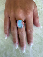 Aurora opal gold vermeil ring – color-changing gemstone jewelry, luxurious and handcrafted