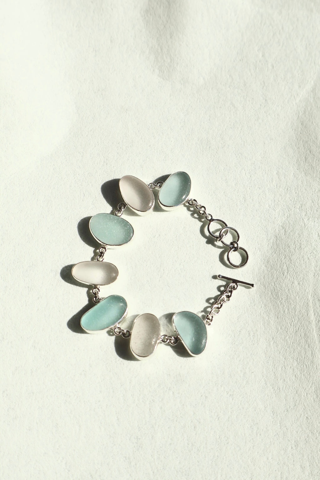 Blue and White Italian Sea Glass Bracelet