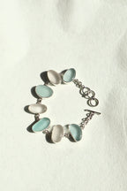 Blue and White Italian Sea Glass Bracelet