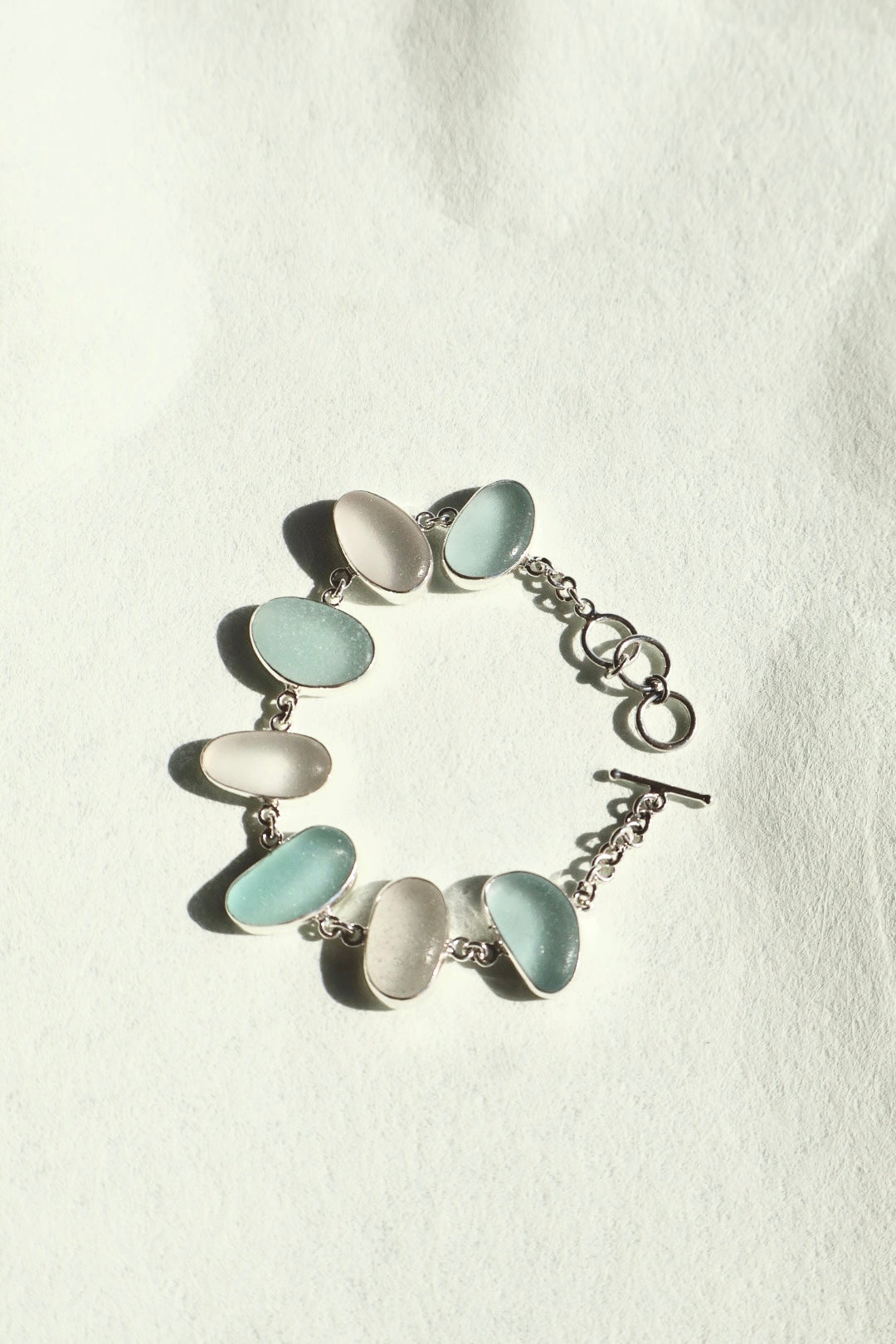 Blue and White Italian Sea Glass Bracelet