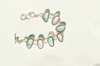 Blue and white Italian sea glass bracelet set in sterling silver with adjustable toggle closure