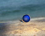 Cobalt blue sea glass ring in silver, size 6.5 – rare ocean-tumbled artisan jewelry