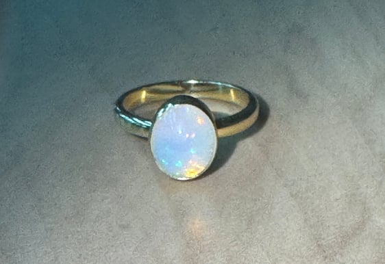 Ethiopian opal gold vermeil ring – colorful gemstone jewelry with October birthstone meaning