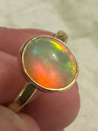Ethiopian opal gold vermeil ring – colorful gemstone jewelry with October birthstone meaning