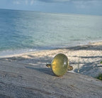 Green Prehnite gemstone ring in gold vermeil – healing crystal jewelry size 9