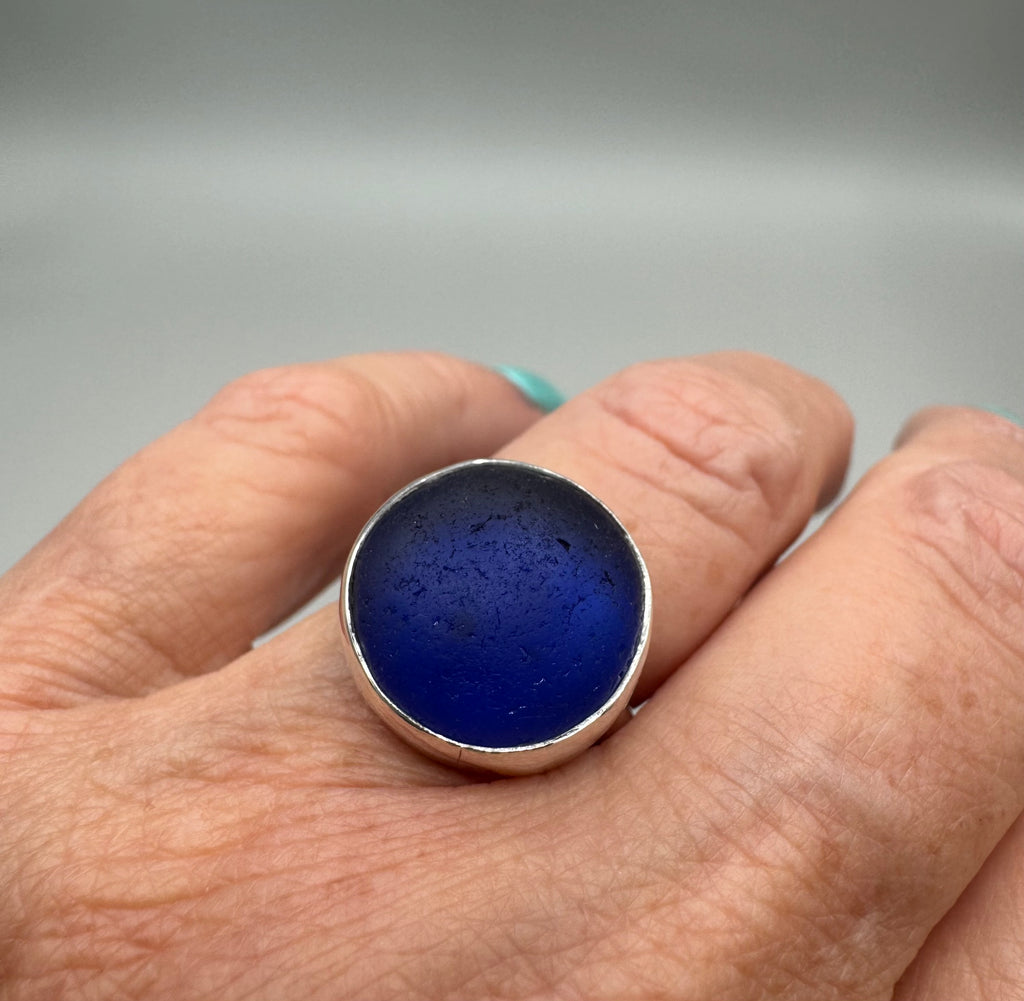 Cobalt Blue Sea Glass Ring