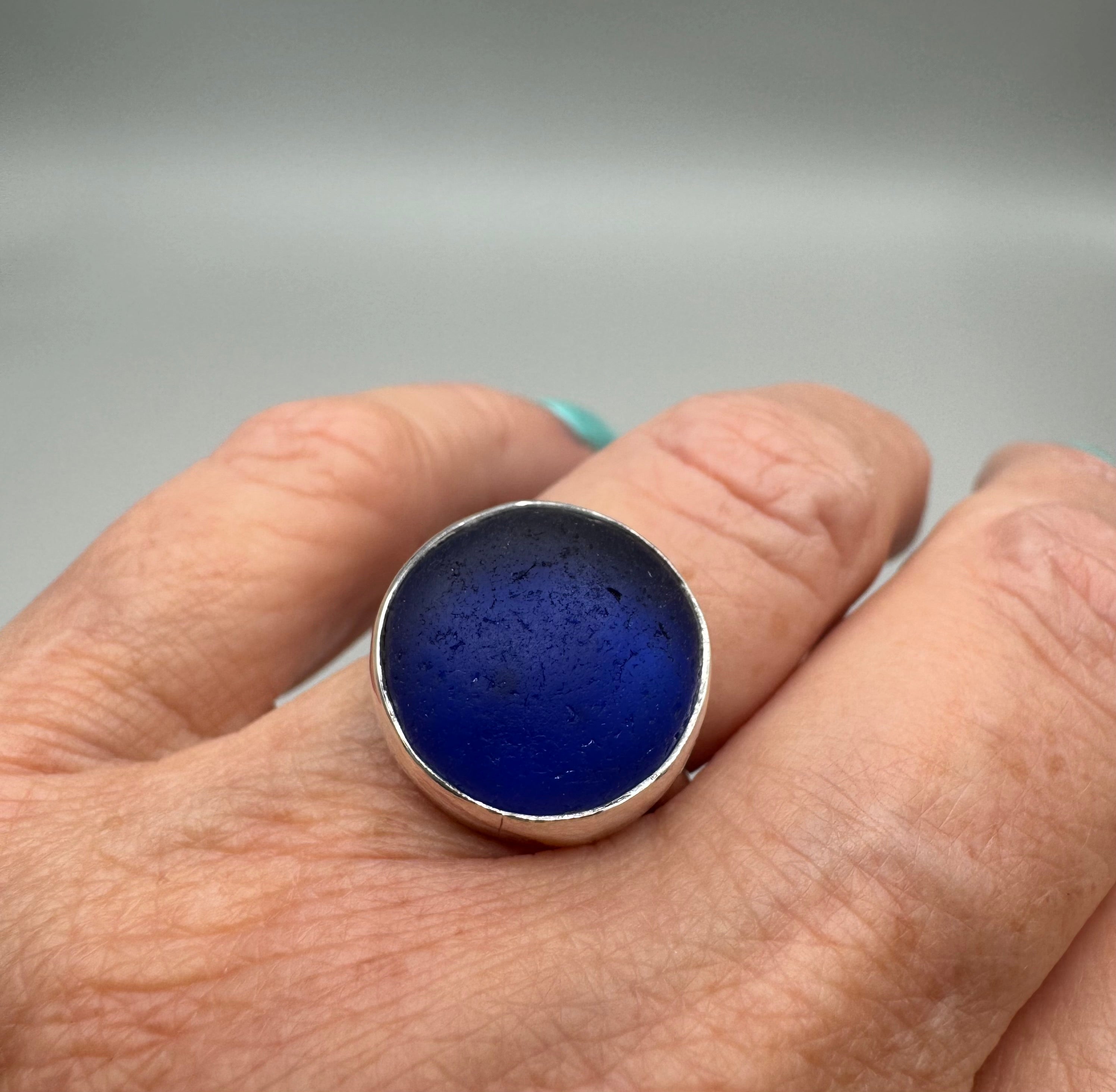 Cobalt Blue Sea Glass Ring
