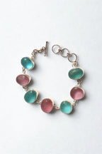 Rare Turquoise Blue & Deep Purple Sea Glass Bracelet