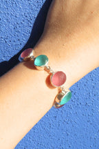 Rare Turquoise Blue & Deep Purple Sea Glass Bracelet