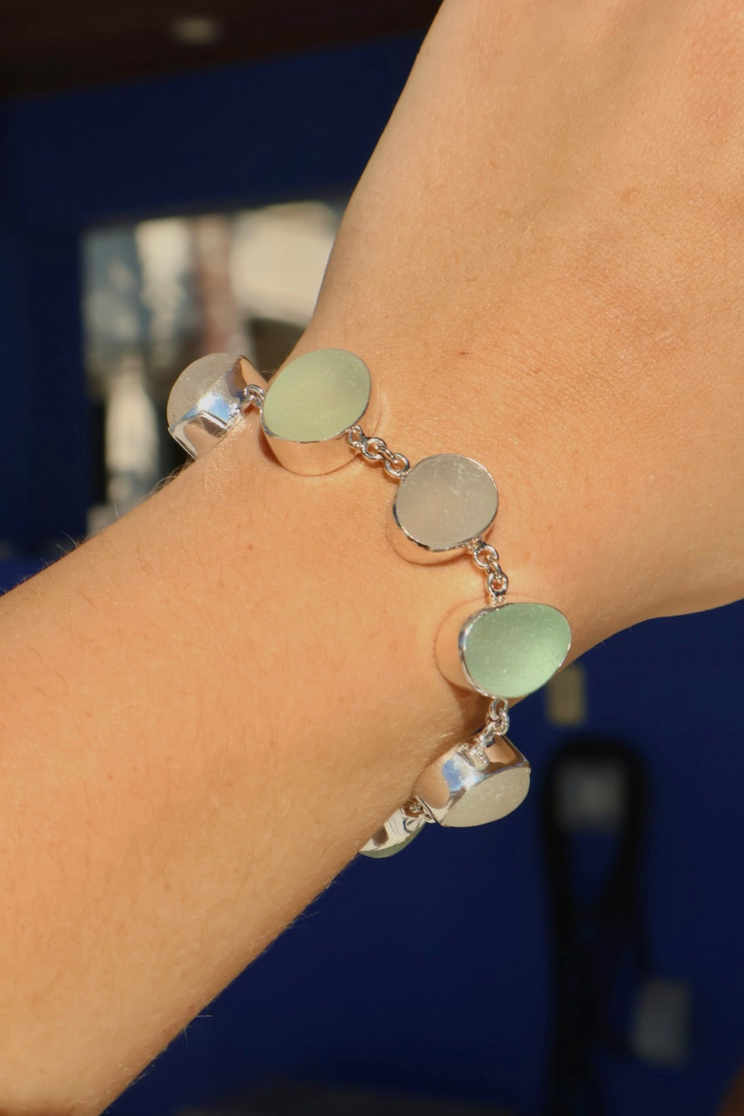 Seafoam and Gray/White Sea Glass Bracelet