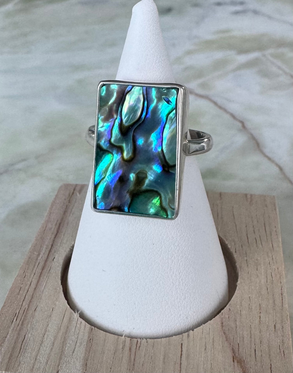 Abalone Shell Rectangle Ring Design