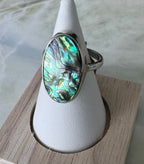 Abalone Shell Oval Ring (Size 8)