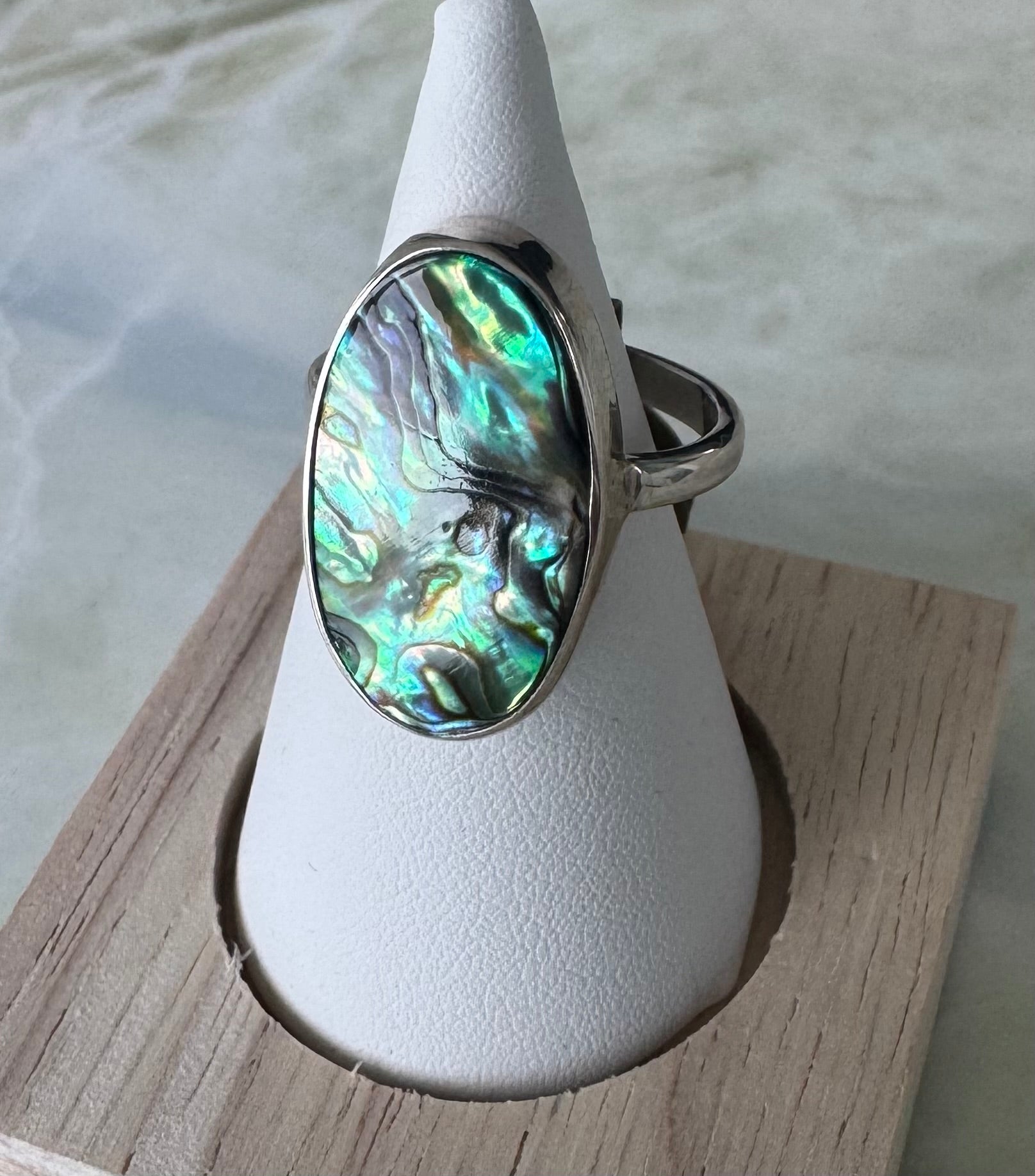 Abalone Shell Oval Ring (Size 8)