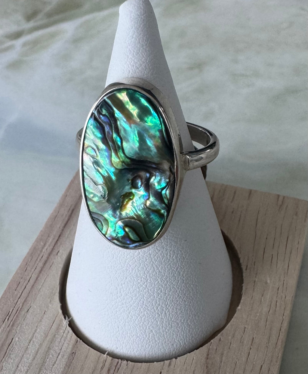Abalone Shell Oval Ring (Size 8)