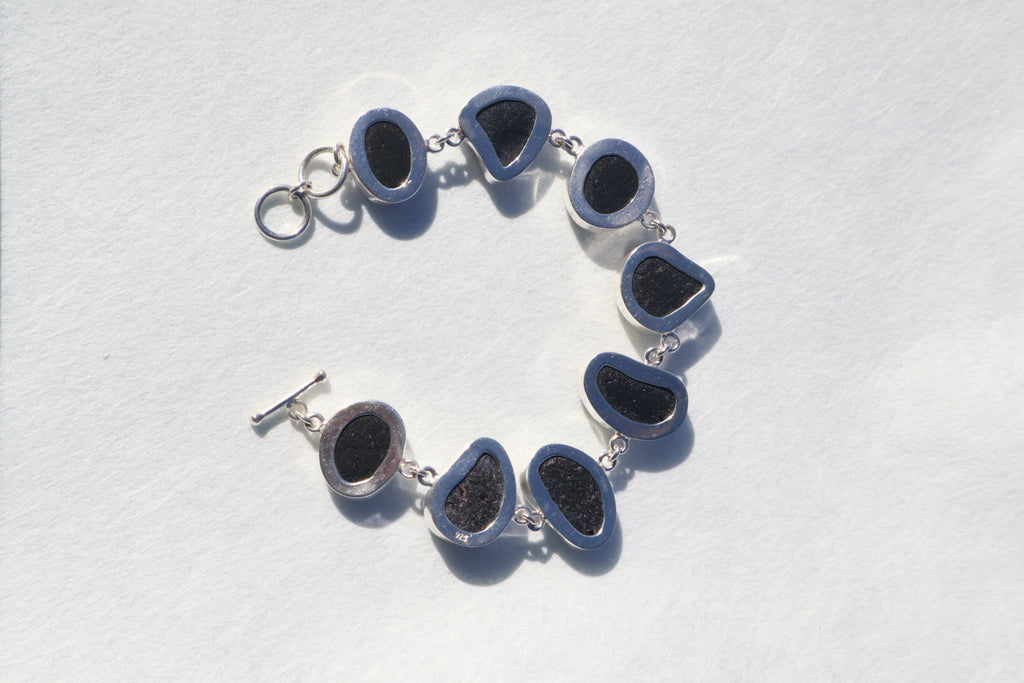 Ultra Rare Black/Red Sea Glass Bracelet