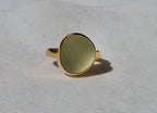 Moody Blue-Gray Sea Glass Gold Vermeil Ring
