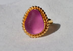 Purple Sea Glass Gold Vermeil Statement Ring