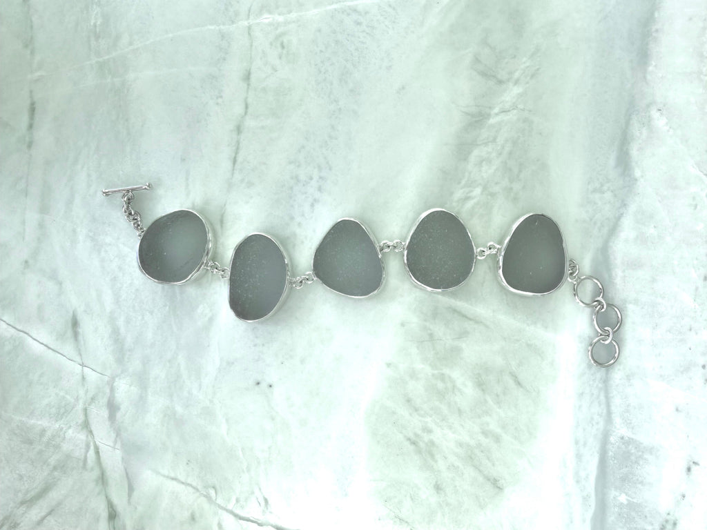 Gorgeous Gray Sea Glass Bracelet - Adjustable