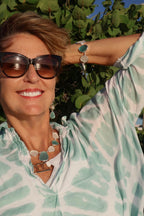 Aquamarine and White Sea Glass Necklace with Earrings