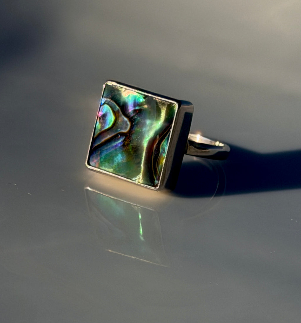 Abalone Shell Ring – Square Design