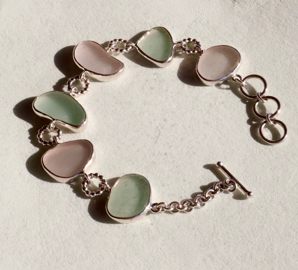 Precious Pastel Sea Glass Multi-Bezel Bracelet