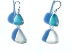 Aquamarine and White Sea Glass Necklace with Earrings