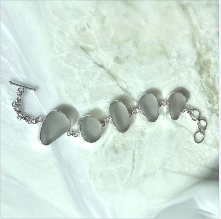 Gray Sea Glass Bracelet