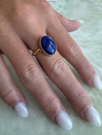 Lapis Lazuli gold vermeil ring – deep blue gemstone promoting harmony and balance, handcrafted