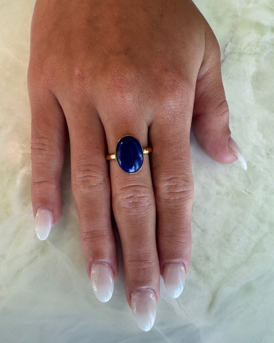 Lapis Lazuli gold vermeil ring – deep blue gemstone promoting harmony and balance, handcrafted