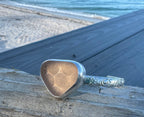 Pink polka-dot sea glass cuff bracelet – sterling silver decorative cuff, ocean-tumbled jewelry
