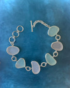 Pastel sea glass multi-bezel bracelet – sterling silver handcrafted jewelry from Spain