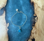 Pretty sea blue sea glass charm anklet – sterling silver