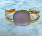 Purple Neodymium sea glass bracelet – gold vermeil, rare Italian ocean-tumbled jewelry