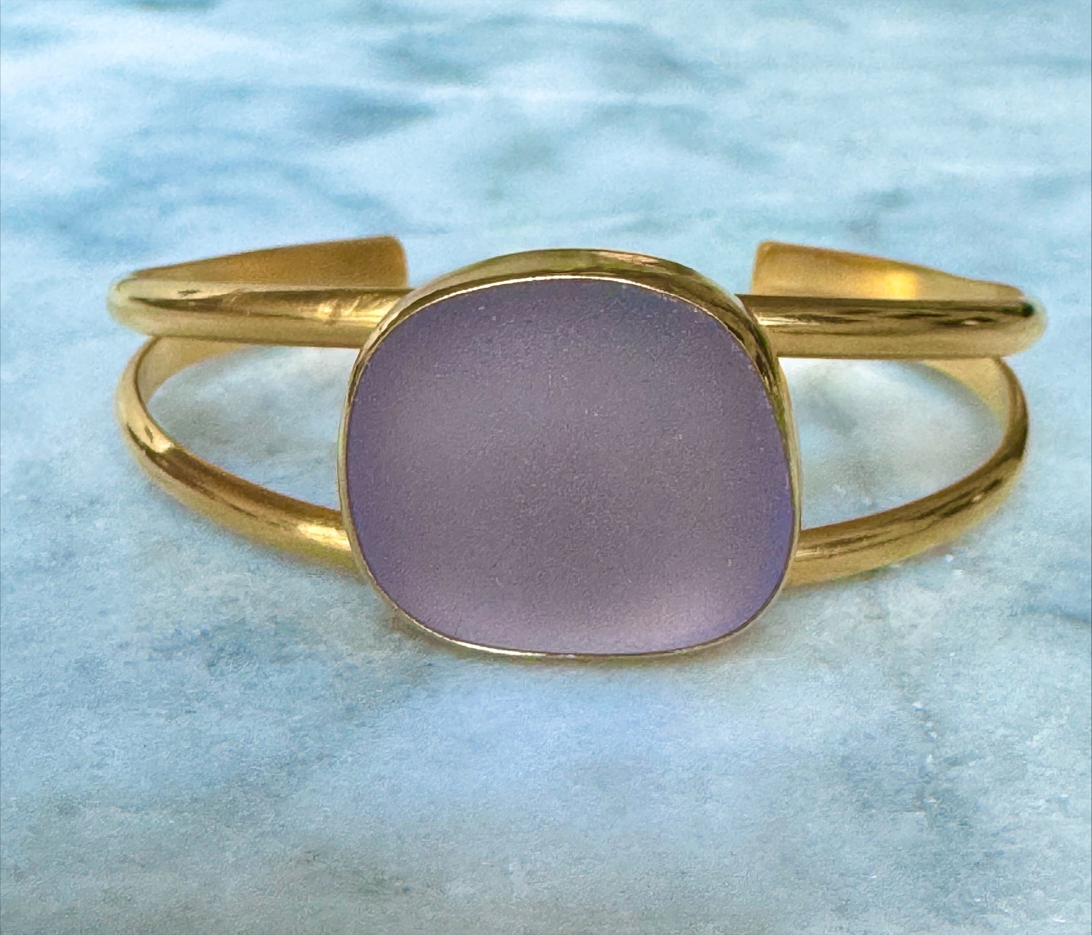 Purple Neodymium sea glass bracelet – gold vermeil, rare Italian ocean-tumbled jewelry