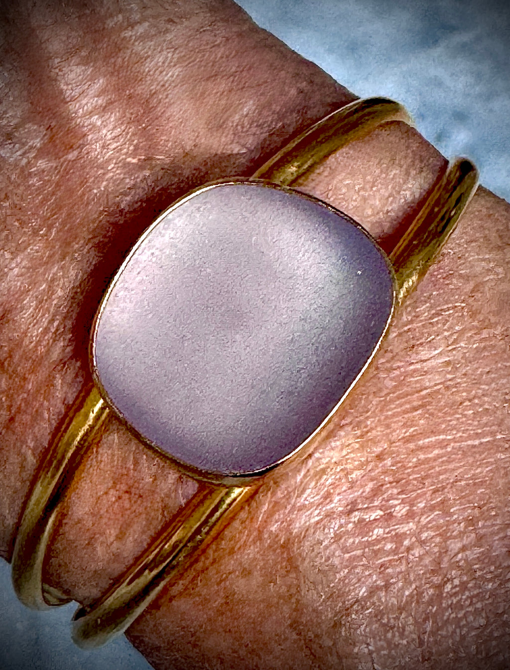 Purple Neodymium sea glass bracelet – gold vermeil, rare Italian ocean-tumbled jewelry