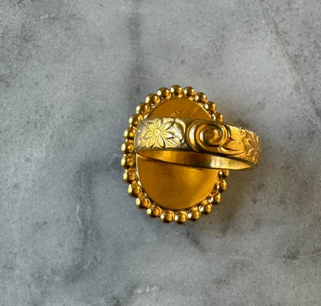 Purple sea glass gold vermeil statement ring – rare collector-quality sea glass, handcrafted jewelry