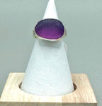 Rare deep purple sea glass ring – size 6.5 Argentium silver artisan coastal jewelry