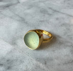 Sea foam bubble sea glass gold vermeil ring – historic, collector-quality, heirloom jewelry