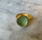 Sea foam bubble sea glass gold vermeil ring – historic, collector-quality, heirloom jewelry