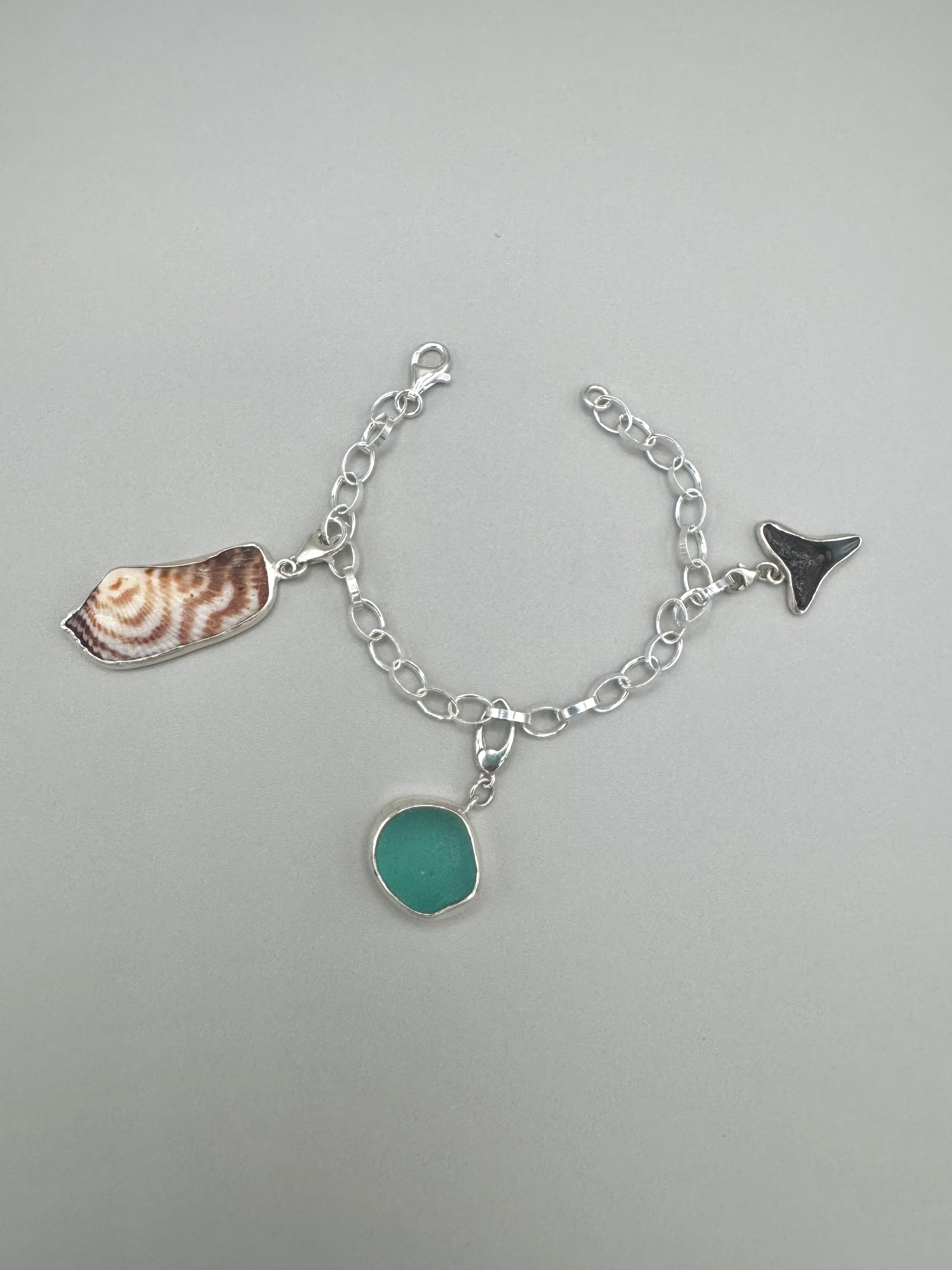 Seafoam Green Sea Glass Charm Bracelet