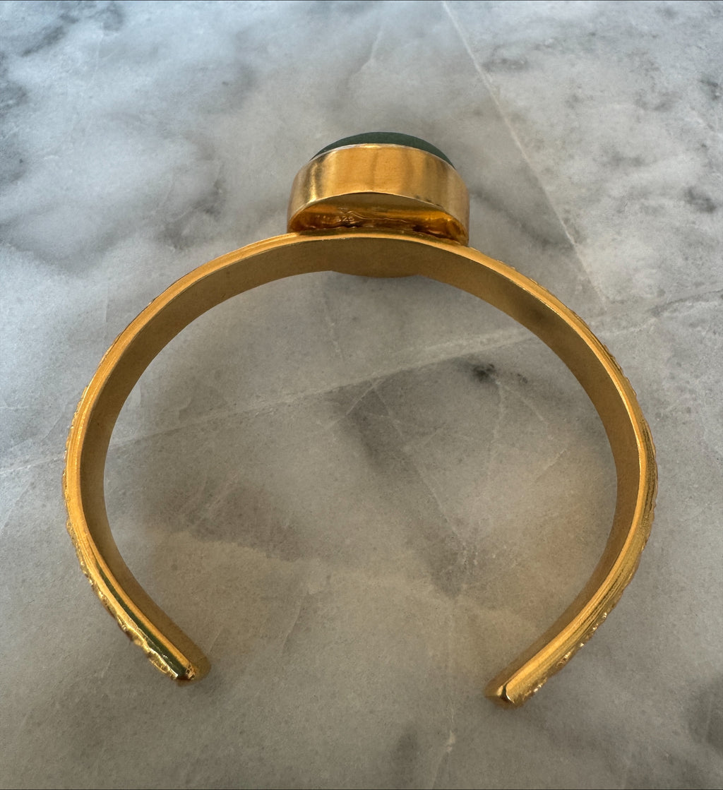 Seafoam green sea glass bubble cuff bracelet – gold vermeil adjustable handmade jewelry from England