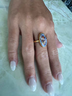 Fits size 6.75

Features a gorgeous, one-of-a-kind Sterling opal gemstone

Set in gold vermeil — sterling silver plated with 100 micro-inches of solid gold

Durable and luxurious, looks and wears like solid gold at a fraction of the cost

A unique, handcrafted gemstone ring, perfect for everyday wear or special occasions