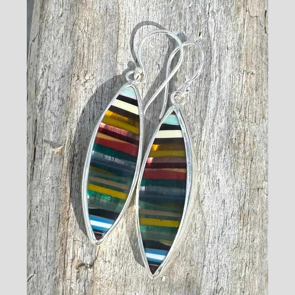 Surfite and sterling silver earrings – eco-friendly upcycled surfboard resin jewelry