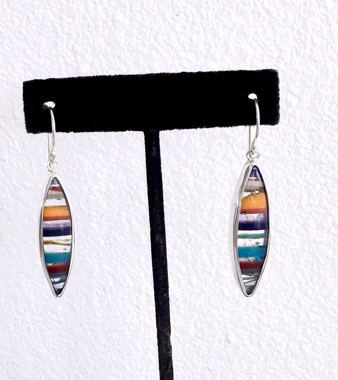 Surfite and sterling silver earrings – eco-friendly upcycled surfboard resin jewelry