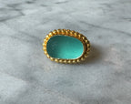 Turquoise sea glass gold vermeil ring – rare collector-quality, heirloom jewelry